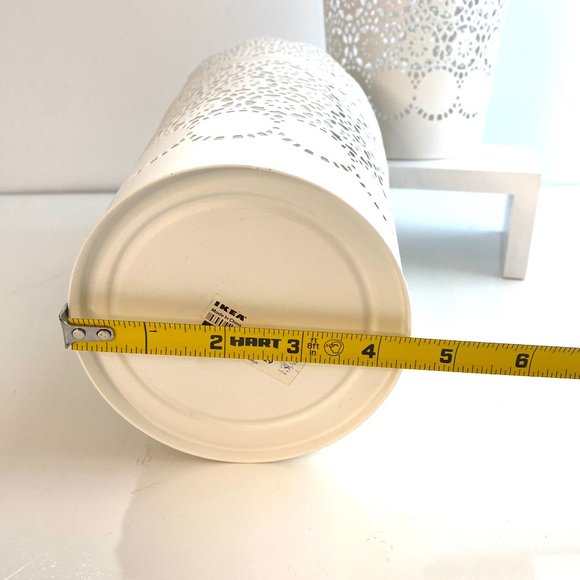 IKEA 2-Pack White Lace Metal Punched Tin Cut-Out Vase Planter Scallop Ed… - Picture 3 of 6